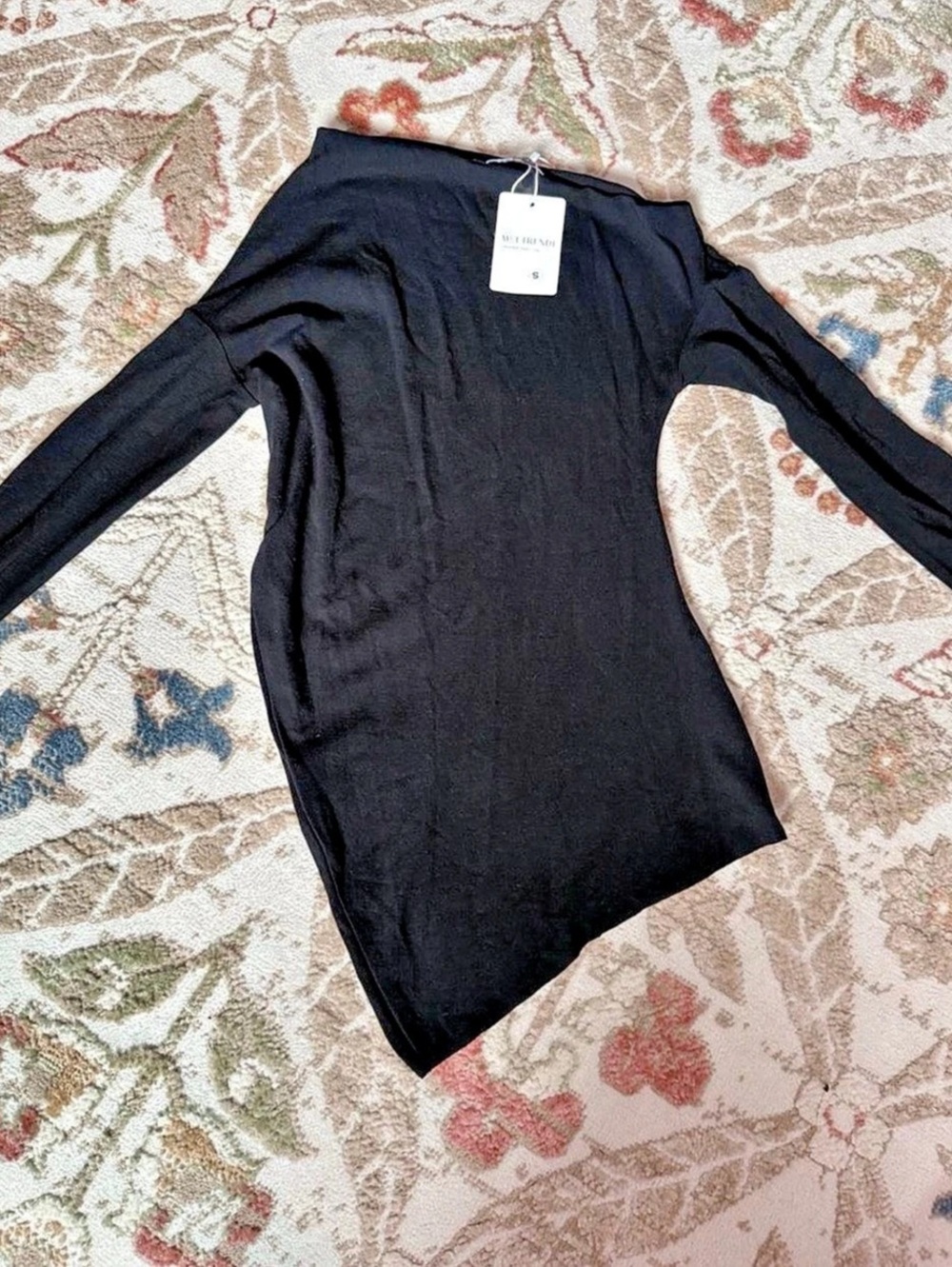 Meetrendi Women'Small Sexy Off Shoulder Long Sleeve Asymmetrical Slim Fit Top